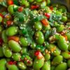 Edamame with avocado, cilantro lime vinaigrette 
