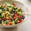 Black bean, corn & red pepper salad with avocado & lime