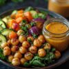 Maple tahini veggie and chick pea salad 